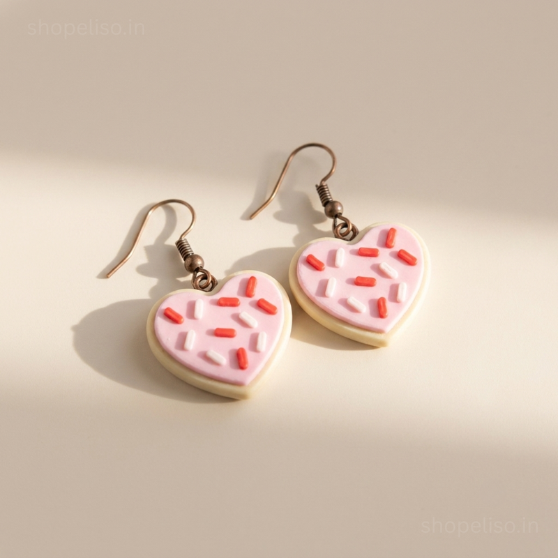 ELISO Frosted Heart Cookie Earrings