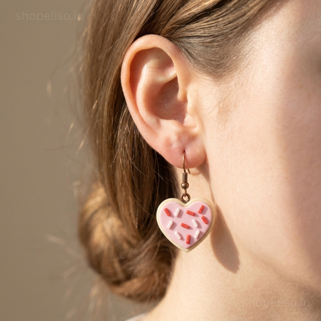 ELISO Frosted Heart Cookie Earrings