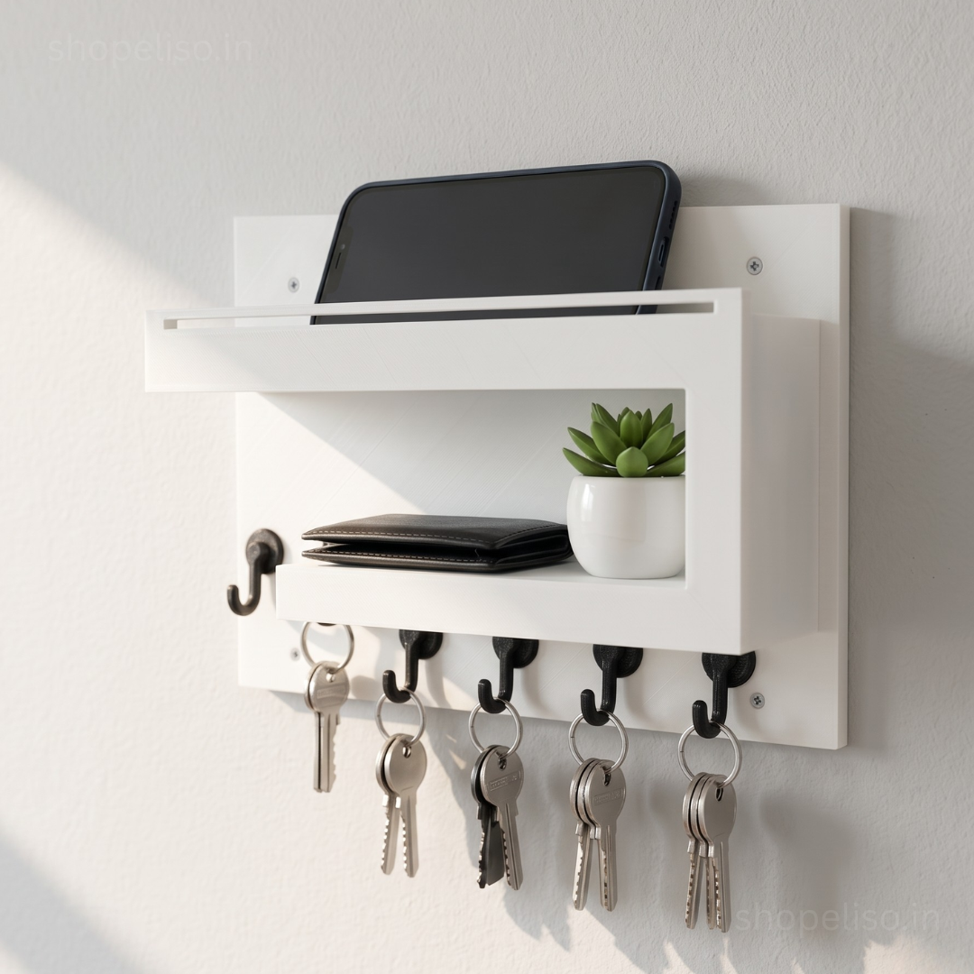 ELISO Modern Wall Key Holder with Mini Shelf