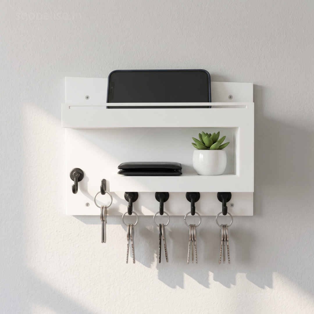 ELISO Modern Wall Key Holder with Mini Shelf